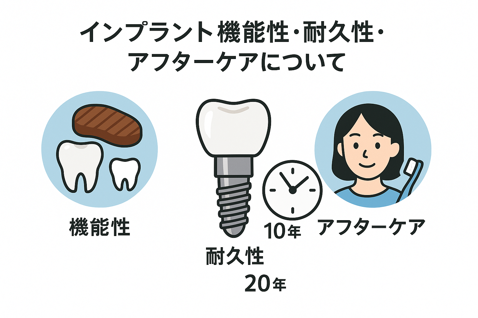 インプラントの機能性や耐久性、アフターケアについて解説